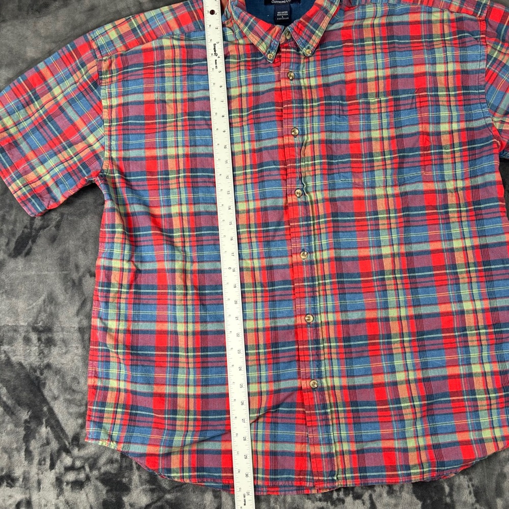 Sutter & Grant Button Down Shirt Mens Large Red Blue Plaid Short Sleeve 3781